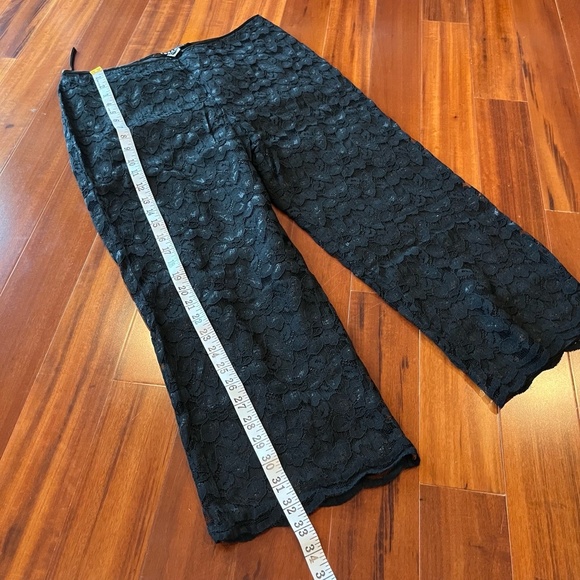 Loranzo Italy Made Black Lace Pants Crop Wide Leg Cotton Viscose Size 42 / US 6 - Picture 4 of 11